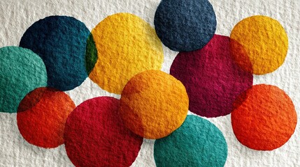   A colorful circle cluster on top of white paper