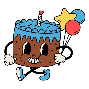 Birthday cake retro cartoon