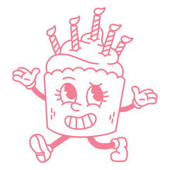 Cupcake filled stroke birthday retro