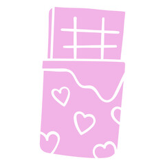 Pink chocolate bar with hearts on it