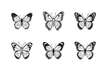 set of butterflies isolated