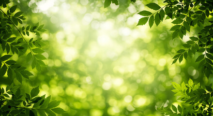 Fototapeta premium Green Leaves with Sunlight Background