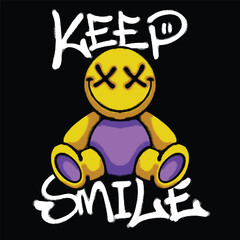 Fototapeta premium smile doll Urban Streetwear t shirt design