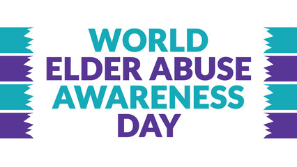 World Elder Abuse Awareness Day text with side lines on a White background. Which is observed every year in June to celebrate World Elder Abuse Awareness Day.