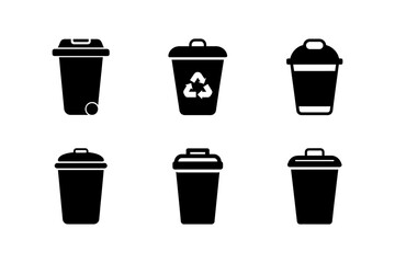 trash can icon set art vector