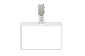 Blank metal-clipped id badge waiting for personalization, perfect for professional settings and event access