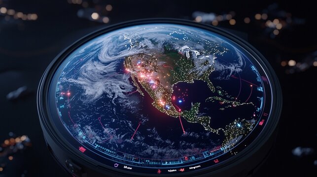 Futuristic Earth Globe Data Visualization at Night