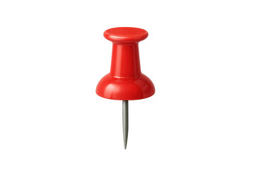 Classic red push pin isolated against a transparent background, providing a versatile element for various design projects and presentations