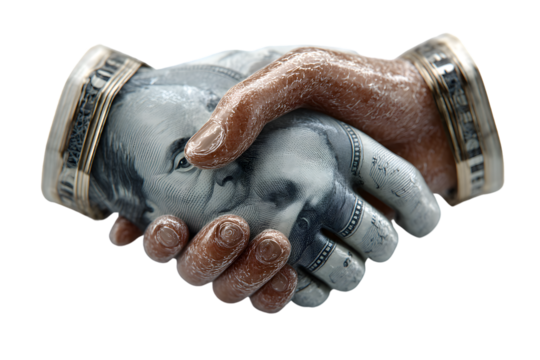 Money Handshake Financial Deal Business Agreement Currency Exchange Wealth Concept 3D Rend