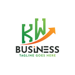KW Finance Logo. Letter KW Logo Business Success. KW Growth Arrow Financial Success Logo Design