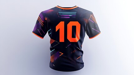 Colorful sports jersey design with bold number.