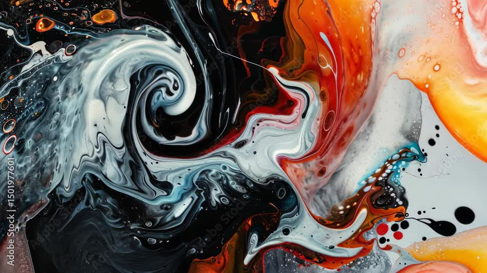 Poster this is an abstract piece that uses vibrant colors and dynamic brushstrokes to create a visually str