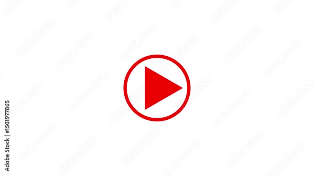 Poster play button icon animation on circle. video play button icon concept.