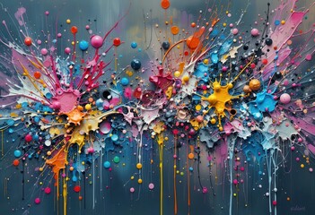 Colorful abstract splash art with vibrant hues in a dynamic composition