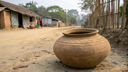 Naklejka premium old clay pot in bangladesh
