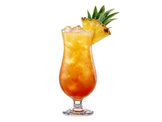 Bahama Mama cocktail with pineapple wedge garnish on png
