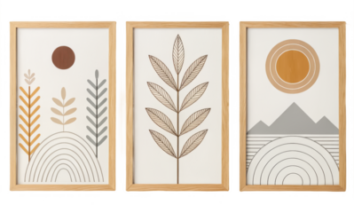 Scandinavian wall art set png nordic style wall decor png minimalist framed prints png scandinavian artwork png modern wall decoration png transparent background