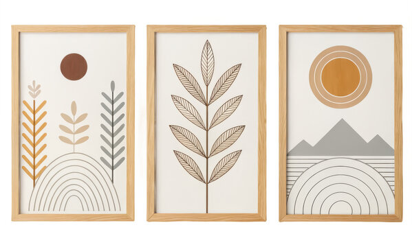 Scandinavian wall art set png nordic style wall decor png minimalist framed prints png scandinavian artwork png modern wall decoration png transparent background