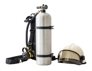 SCBA cylinder png self-contained breathing apparatus cylinder png firefighter air tank png breathing air cylinder png safety equipment png transparent background