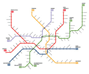 Naklejka premium The new Milano metro map with 5 metro lines.