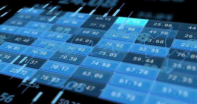 Dynamic 4K animation showing glowing financial charts, digital data flow, and market analytics. Great for business trends, fintech, and stock analysis visuals. - Powered by Adobe