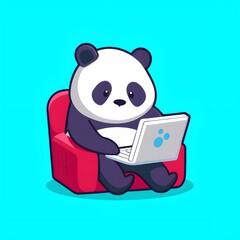 panda with laptop