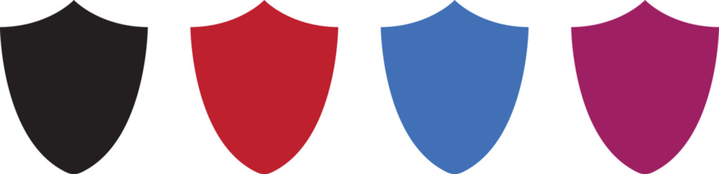 Colorful shield silhouette icons collection &ndash; protection and security symbols set