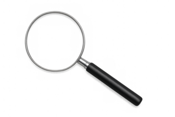 Magnifying glass resting on transparent surface, symbolizing investigative research and detailed analytical processes