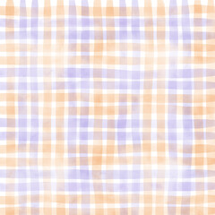 Orange Purple Plaid Gingham Check Hand Drawn Background Pattern Overlay