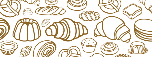 Isolated vector set of Bakery. Hand drawn and chalked cookies, barolls, pies, cakes, pastries, croissants.. Vintage template with pastries sketch. Fresh bakery. Shop. Template.