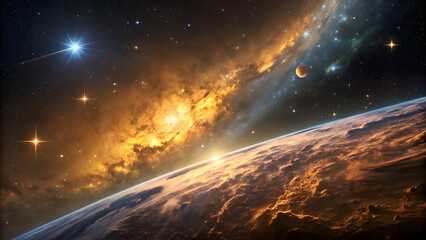 An Orange And Blue Nebula With Stars In The Background