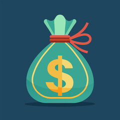 Green cash bag with dollar sign, a symbol of financial success and investment