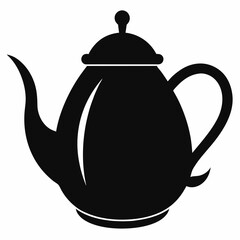 Antique ceramic teapot for hot tea or coffee, isolated on a white background