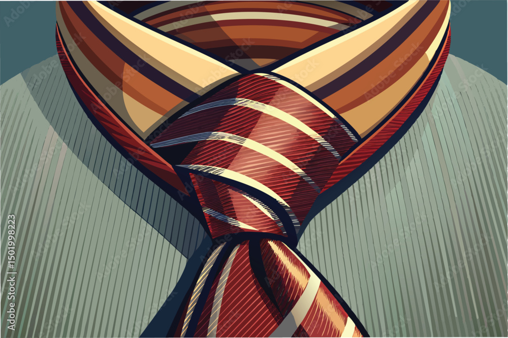 Aufkleber Stylish tie knot illustration featuring intricate patterns and textures in a vector design suitable for modern branding and artistic projects