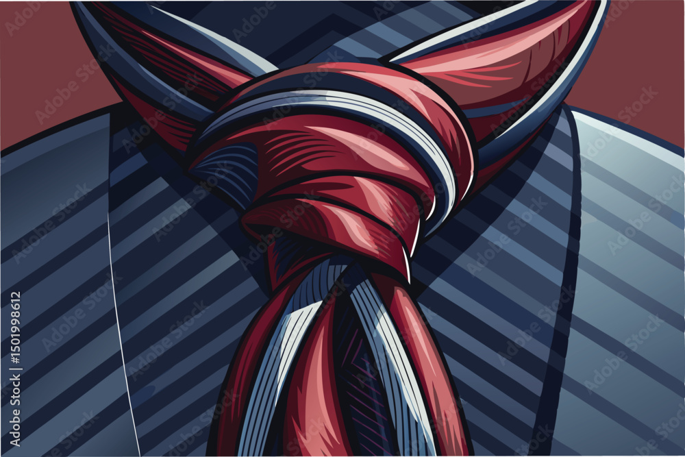 Aufkleber Stylish tie knot illustration featuring intricate patterns and textures in a vector design suitable for modern branding and artistic projects