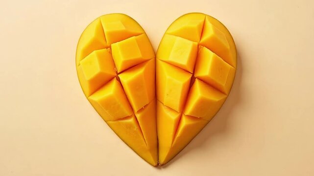 Ripe Mango Heart Shaped Slices Fresh Tropical Fruit Healthy Snack Food