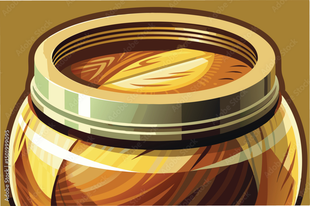 Leinwandbilder detailed vector illustration of a wooden jar with a metallic lid showcasing a smooth, polished desig