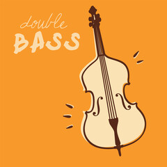 Vector illustration of a double bass on white background. Ideal for music-themed designs, jazz, classical compositions, concerts, or vintage-inspired projects focused on rhythm, harmony and elegance