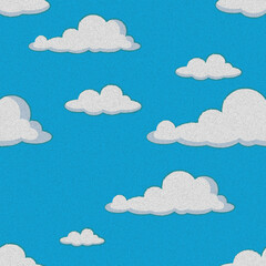 Seamless vector pattern of white clouds on a blue sky background. Perfect for cheerful designs, kids' themes, textiles, wallpapers, apps, and playful or dreamy visual concepts