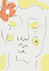  line art female face drawing 