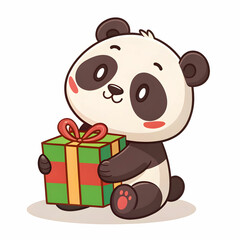 Fototapeta premium vector illustration of a little panda holding