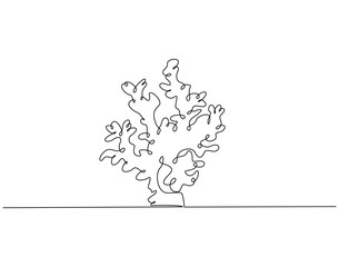 Continuous line drawing of coral seaweed. Single line illustration of coral reef. International reef day concept. Editable outline