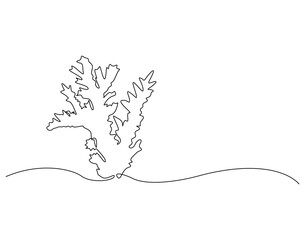 Continuous line drawing of coral seaweed. Single line illustration of coral reef. International reef day concept. Editable outline © Zuistudio