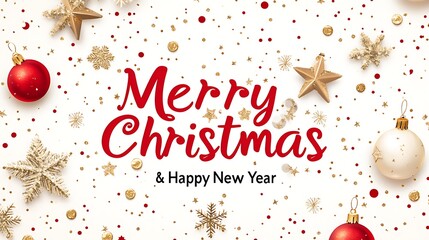 Festive christmas and new year greeting with decorations.