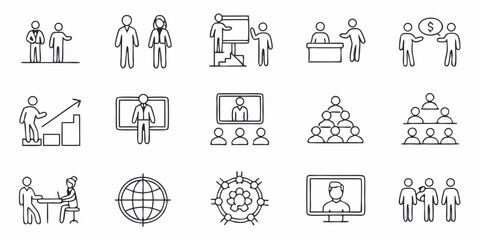 Vector art of Business people icons set, isolated on transparent background