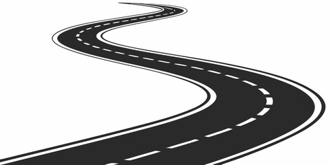 Vector art of Winding road with dashed lines isolated on transparent background
