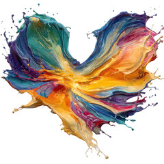 Fototapeta premium Vibrant rainbow paint splash heart isolated on transparent background