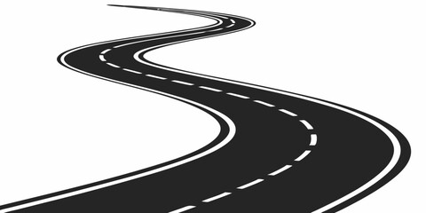 Vector art of Winding road with dashed line isolated on transparent background