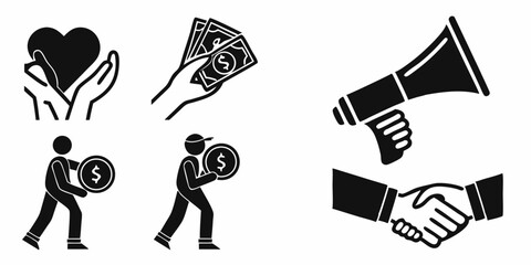 Vector art of Charity, money, promotion, and business agreement isolated on transparent background