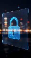 Online Privacy and Data Protection Symbol on Transparent UI